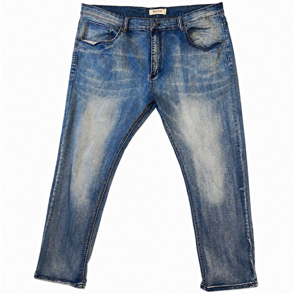 Blue Cult Men's Light Wash Blue Denim Straight Jeans 5-Pocket Mid Rise